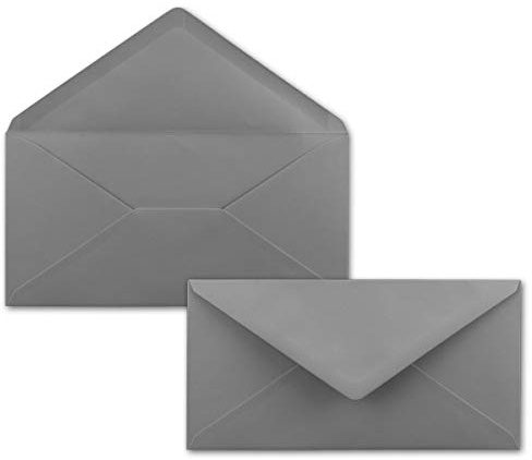 1000 Brief-Umschläge Dunkel-Grau/Graphit DIN Lang - 110 x 220 mm (11 x 22 cm) - Nassklebung ohne Fenster - Ideal für Einladungs-Karten - Serie FarbenFroh