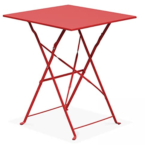 Oviala Table de Jardin Pliante bistrot en Acier Rouge