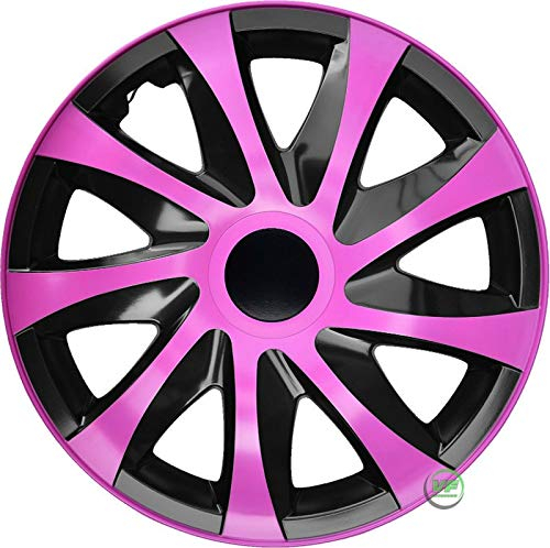 J&J AUTOMOTIVE | 16 Radkappen Radzierblenden 4er Set 16 Zoll Pink-Schwarz Draco CS, Radabdeckung, Radkappen, Zierblenden, Felgen
