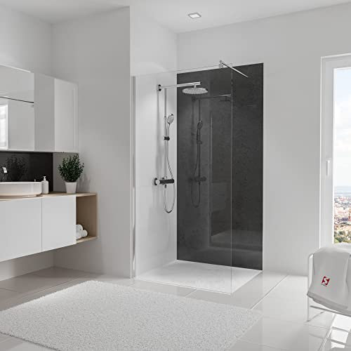 Schulte DecoDesign Hochglanz, Stein Anthrazit, 210 x 100 cm, Wandverkleidung als fugenfreier Fliesenersatz, EP19010213 701