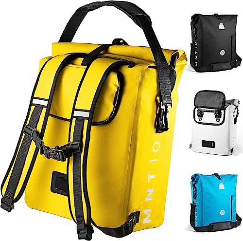 MNT10 3in1 Fahrradtasche für Gepäckträger in 18L, 25L I Gepäckträgertasche für Fahrrad, Rucksack & Umhängetasche in 1 I Wasserdicht & reflektierend I Kombi Fahrrad Rucksack für Touren, Uni, Arbeit
