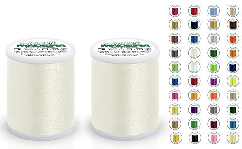 2x Madeira Polyneon 40 | SET | 1000 m Spule | Doppelpack | Stickgarn | Maschinenstickgarn (1803 Off White (Creme))