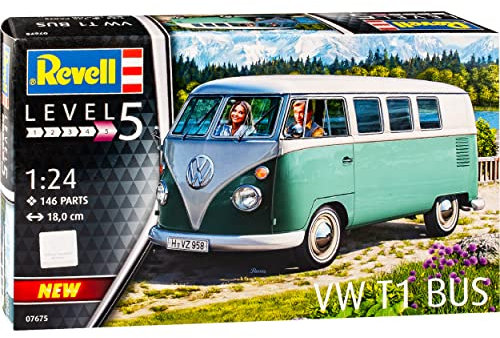 Volkwagen T1 Grün Weiss Samba Bully Bus 1950-1967 07675 Bausatz Kit 1/24 Revell Modell Auto