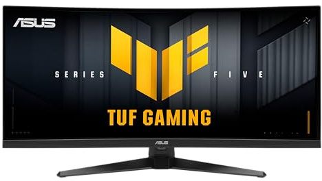 ASUS TUF GAMING VG34WQ5A, Monitor Gaming Curvo Serie 5 da 34 WQHD, Nero | Fast VA (3440x1440), 0,5ms (GTG), Doppia Modalità (WQHD 200Hz or HD 400Hz), ELMB SYNC, DisplayWidget Center, Gaming AI