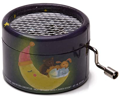 KURBELWERK Spieluhr mit dem beliebten Abendlied DER MOND IST AUFGRGANGEN, Mini-Drehorgel, Spieldose, Musik Box schönes Geschenk mit sichtbarer Walze und abgedruckter Liedstrophe