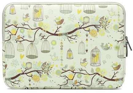 fdsmall 12 Inch Laptop Bag Waterproof Neoprene Laptop Sleeve Case - Notebook Case Bag for Acer/Asus/Dell/Lenovo/HP/Samsung (Bird Beige)