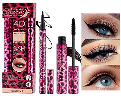 Onlyoily Mascara + Eyeliner Set – Eyelash Black für Augen-Make-up und natürliche Wimpernverlängerung für langanhaltendes Make-up (set)