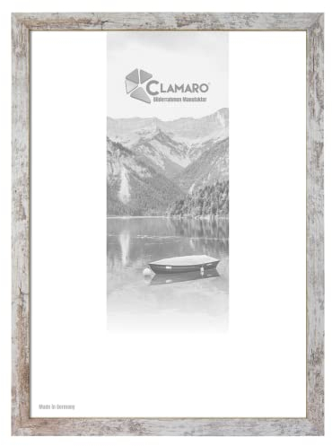 Clamaro 'Collage' Marco de Fotos 35x50 Hecho a Mano | Blanco Antiguo | Moderno Marco para Cuadros de Tablero MDF con Cristal de Vidrio acrílico, Placa Trasera y Colgador (Horizontal y Vertical)