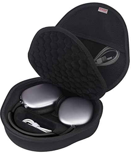 BOVKE Harte Tragetasche mit Schlafmodus für Apple AirPods Max Wireless Over-Ear Kopfhörer, AirPods Max schützende tragbare Aufbewahrungstasche mit Netztasche für Kopfhörer Zubehör, schwarz