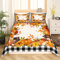 Buffalo Plaid Pumpkins Mushrooms Bettwäsche Set 135 x 200 Vintage Herbst Ernte Bettbezug für Schlafzimmer Herbst Ahornblätter Sonnenblume Bettbezug Thanksgiving Geschenke Bett Set Orange Schwarz Weiß