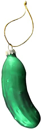 Poo4kark Christmas 2022&2023 Deutsche Weihnachtsgurke Ornament Traditionsdekor Grünglas Baumschmuck (Green, One Size)