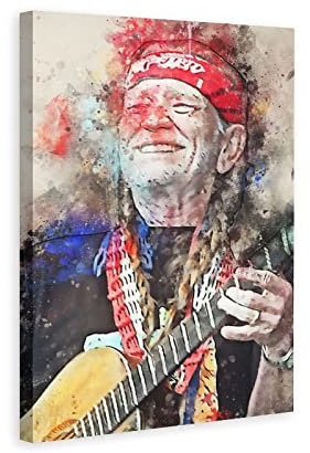 Enartly Foto Auf Leinwand Sänger Willie Nelson Guitar Rock Dekorative Wohnzimmer Poster 50x70cm Kein Rahmen