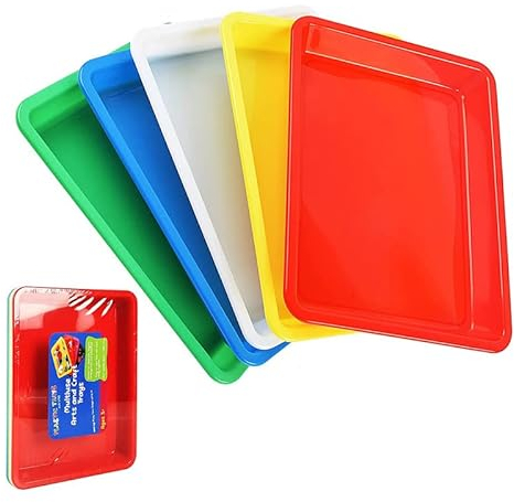 Plateau d'activité plateau de service pour l'école la maison les travaux manuels Lot de 5 plateaux en plastique multicolores Alimentaire Plats pour Boissons Fast Food Cuisine Salle Manger Café