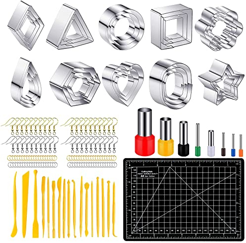 Yayatty 153 Stück Polymer Clay Cutter Set - 30 Form Ohrring Cutters Mit Ohrringe Zubehör, Plastic Ohrringschneider für Schmuckherstellung