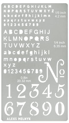 Aleks Melnyk Nr.422 Metallschablone, kleine Buchstaben, Normografo, Holzverbrennung, Normschrift Vorlage, Gravur von Holz und Mustern, Brandmalerei, Alphabet, Zahlen, Stencil Schrift, Bullet Journal