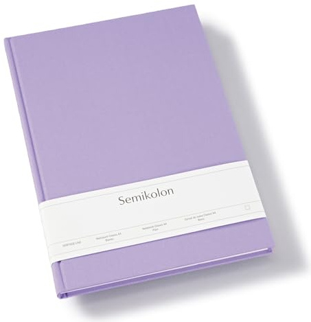 Semikolon 370061 Notizbuch Classic A4 blanko - 176 Seiten, cremeweißes Papier - Lesezeichen - lilac silk lila