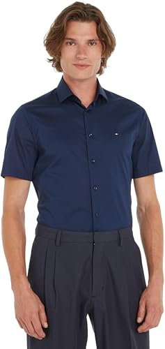 Tommy Hilfiger Men Short-Sleeve Shirt, Blue (Navy Blazer), 16