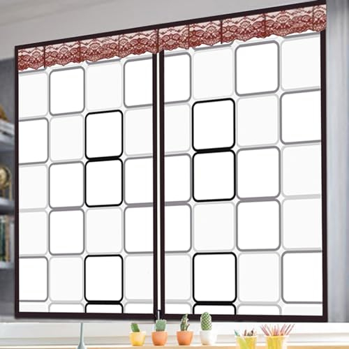 isolierender Thermovorhang Kälteschutz Fenster Isolierfolie Kit,Fenster Gegen Kälte Kälteschutzfolie,Selbstklebende,Staubschutz Dichtung Vorhänge,für Tür Balkon,Breite X Höhe (60x80cm)