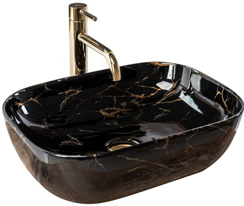 GTM Design Aufsatzwaschbecken Glanz Modern Waschbecken ohne Hahnloch - Elegant Aufsatzwaschbecken Oval für Badezimmer und Gäste WC - nur Bad Waschbecken - Modell 4