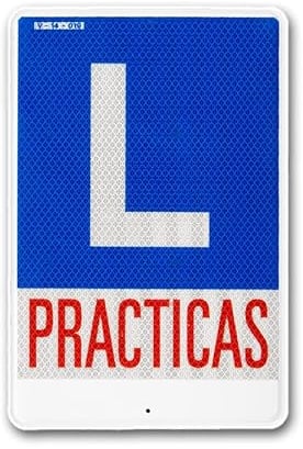 Señal L V14 Placa aprendizaje de conducción Homologada para autoescuelas - Placa Prácticas de aluminio 20x30cm reflectante - IberNorma