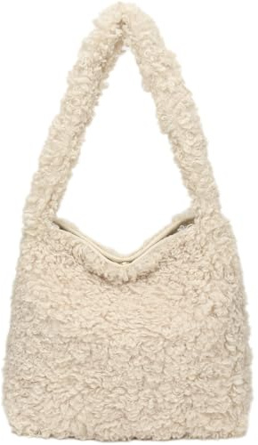 KESUDE Plüschtasche Teddy Tasche Damen, Plüsch Handtasche Tote Bag Aesthetic Schultertaschen Felltasche Teddyfell Shopper Groß Tragetasche Bags for Women Bürotasche Täglich