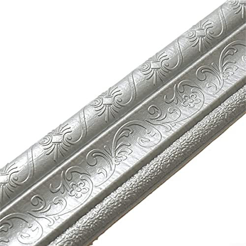 QOXEZY Wall Decal Borders,3D Pattern Sticker, Self Wall Decal Baseboard Corner Line Stickers For Kitchen Bathroom TV Background Decorate Wall, Door Frame(Silver grey)