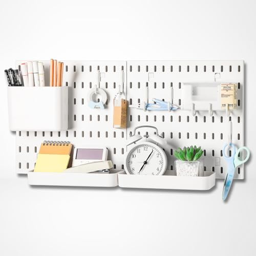 Keepo Kit de combinaison de panneaux perforés, de panneaux perforés et d'accessoires modulaires pour accrocher au mur, organisation d'artisanat, affichage d'ornements, rangement de crèche,
