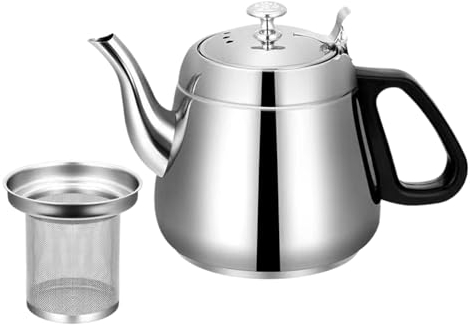 Hervidor de té de acero inoxidable, hervidor de acero inoxidable de 1,5 l, hervidor de agua de alta capacidad, calentamiento rápido con recipiente de agua seguro, hervidor de agua de metal que ahorra