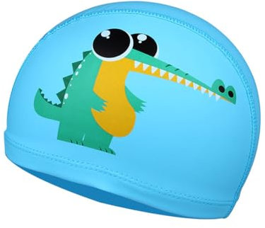 Cuffia da Nuoto Bambini, Cuffia da Piscina Bambina in Silicone, Cuffia Piscina Bambino Elastico Impermeabile Antiscivolo per Naso per Ragazzi Ragazza per Piscina Spa Terme (coccodrillo)