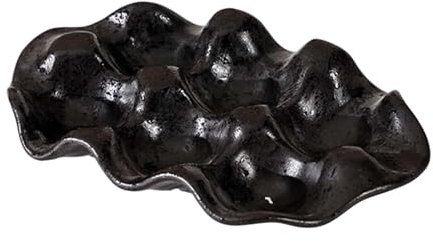 rockible Bandeja de cerámica para Huevos, Plato para, guarnición de para Servir, 6 Tazas, Cuencos para, Plato para de Soja para, Negro