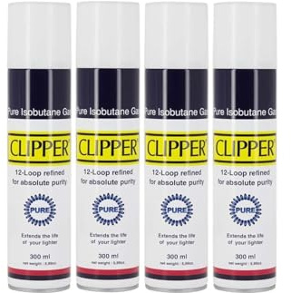 Clipper Gas Encendedor - 300ml - Pure Isobutano Pack de 4 DISPAU