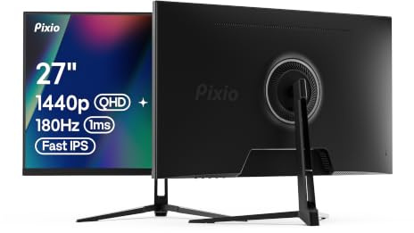 Pixio PX278 Wave 27 inch 180Hz Refresh Rate Quad HD 1440p Resolution AMD FreeSync Fast IPS Panel 1ms GTG Response Time Built-in Speakers Gaming Monitor