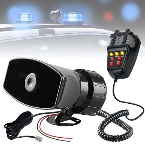 Sirene Lautsprecher, 12V 100W 7-Ton Sound Hupen, Auto Hupe Mit Mikrofon, Horn für Van, Boot, LKW, Motorrad