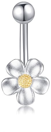 POPLYKE Gänseblümchen Bauch Ringe Damen 925 Sterling Silber Nabel Ringe Bauchnabel Ring Bauchnabel Piercing Schmuck