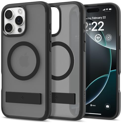 Spigen Ultra Hybrid S MagFit Case for iPhone 16 Pro [Built-in Kickstand] [MagSafe Compatible] - Frost Black