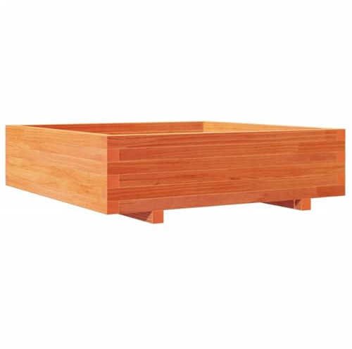 vidaXL Pflanzkübel, Blumenkübel mit Holzrahmen, Blumenkasten für Terrasse Garten, Pflanzkasten Hochbeet Pflanzgefäß, Wachsbraun Massivholz Kiefer