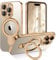 GUAGUA for iPhone 15 Pro Max Case, Magnetic iPhone 15 Pro Max Case with Stand Invisible Ring Holder Slim Shockproof Protective Kickstand Case for iPhone 15 Pro Max 6.7 inch-Clear/Golden