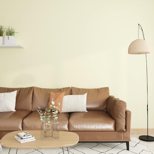 ReWallpaper 60cm×5m Plain Wallpaper for Living Room Beige or Cream Sticky Back Plastic Roll Self Adhesive Wallpaper for Furniture Desk Doors Drawers Shelves Matt Sticky Vinyl Wrap Furniture Stickers