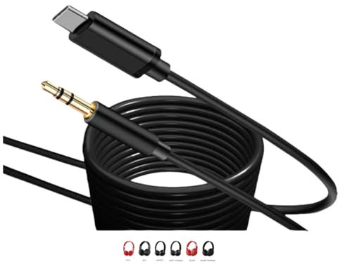 3.5mm Audio Aux Jack Cable Cord Wire for Beats Headphones Studio Solo Pro Detox Mixr Executive Pill, Type C Stereo Cord for iPhone 15 Pro Max, Samsung Galaxy S24 S23 S22 S21 Ultra, iPad Pro/Air