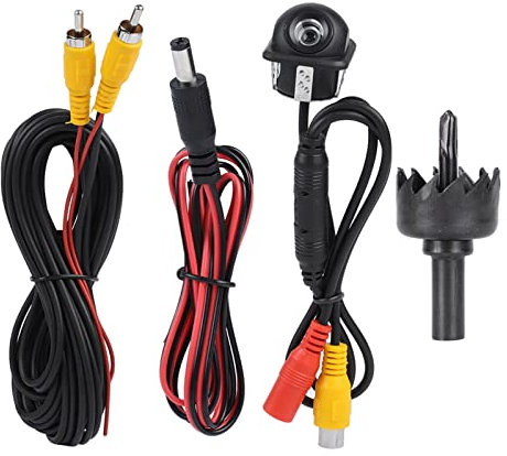Cámara de Marcha Atrás para Automóvil HD de 12V y 90 °, Cámara de Respaldo de Visión Nocturna, Cámara de Espejo Retrovisor de Plástico con Accesorios para Automóvil, Camión, RV