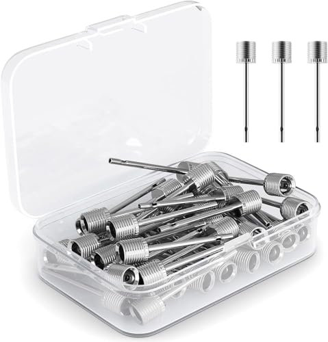 Pump Needles 35pcs, Ball Inflation for Basketball, Football, Volleyball, Soccer or Rugby Balls Replacement Pin Inflating with Storage Box Silver