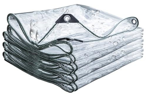 Serenitison Plane Transparent mit ösen,Tarp Für Balkon im Pflanzengewächshaus Garten,abdeckplane baufolie,300g/m² PVC Outdoor Vorhang,für GartenmöBel GewäChshaus Pavillon Balkon,Dicke 0,35 mm