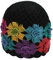 ZLYC Damen Winter Vintage Wolle Strickmützen Beanie Bowler Hut(Farbenfrohe Blumen Schwarz),Einheitsgröße