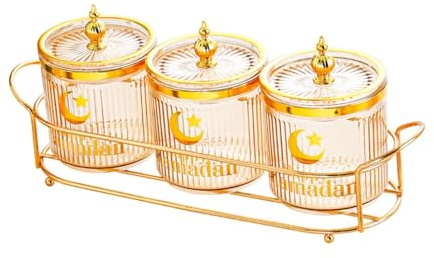 KESOTO Nussbehälter mit Tablett, Vielseitige Snackbox für Die Küche Und Das Zuhause, Bernstein