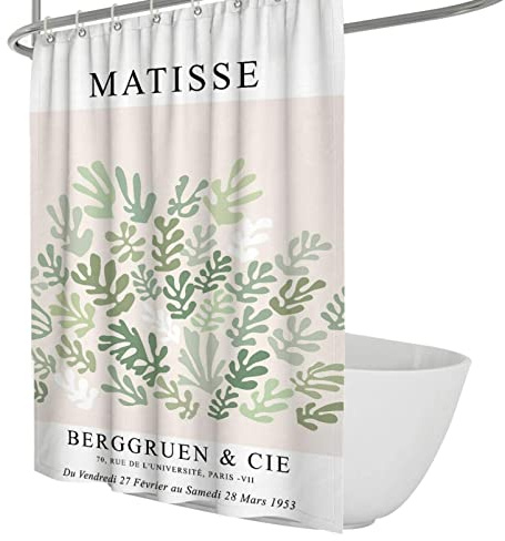 SHUODAOCO Mode Einfache Duschvorhang Abstrakte Koralle Print Duschvorhang Set Mit Haken Wasserdichter Waschbarer Stoff Badezimmer Badewanne Dekor 180Bx240Lcm
