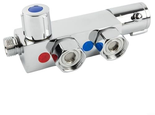 LVYXON Thermostat-Duscharmatur, Hoch-Niederdruck, Messing, Wandmontage, Temperaturkontrolle, auslaufsicher, leicht zu reinigen, Badezimmer-Befestigung, für statische Wohnwagen