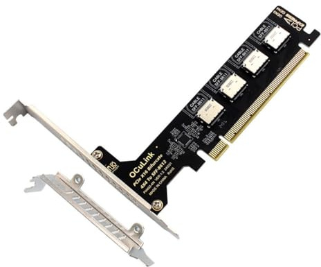 chenyang 4 Port Oculink zu PCIe 4.0 X16 Adapter, SFF-8611/8612 zu PCI Express Erweiterungskartenadapter mit 8 cm/12 cm Steckplatzhalterung