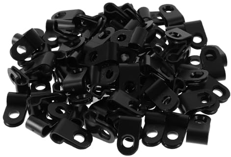 TOPBATHY 200 Stück Kabelhalter für Seillichter Ethernet Kabel PVC Rundclip 1,8 X 0,9cm Schwarz mit Schraubmontage