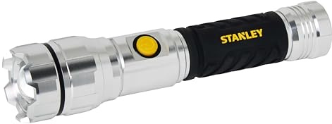 STANLEY Rechargeable Hand Torch 500 Lumens, Lightweight Aluminium Body. IP44 Rated, Suitable for use in Various environments.