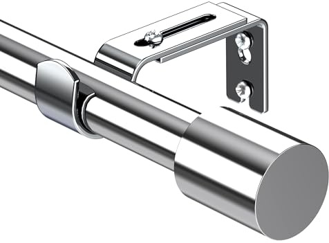 Ausziehbare Gardinenstange von Tiemlet: Silber Metall mit zylindrischen Endstücken, verstellbar von 72 cm bis 235 cm für Ösenvorhänge im Schlafzimmer, Kinderzimmer, Wohnzimmer, Badezimmer